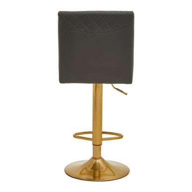Dark Grey Leather Effect Bar Chair with Gold Finish Base