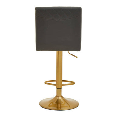 Dark Grey Leather Effect Bar Chair with Gold Finish Base