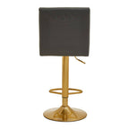 Dark Grey Leather Effect Bar Chair with Gold Finish Base
