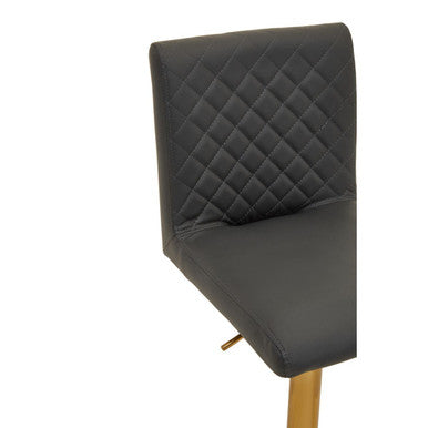 Dark Grey Leather Effect Bar Chair with Gold Finish Base
