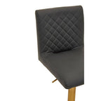 Dark Grey Leather Effect Bar Chair with Gold Finish Base