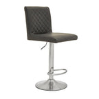 Dark Grey Leather Effect Adjustable Bar Chair with Chrome Round Base
