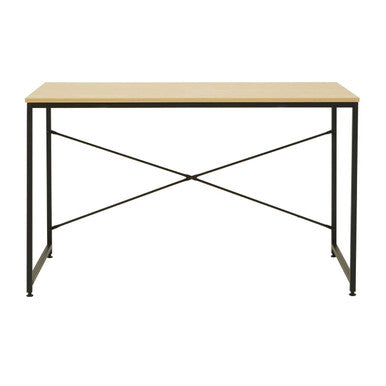 Light Oak Effect Desk with Black Finish Frame