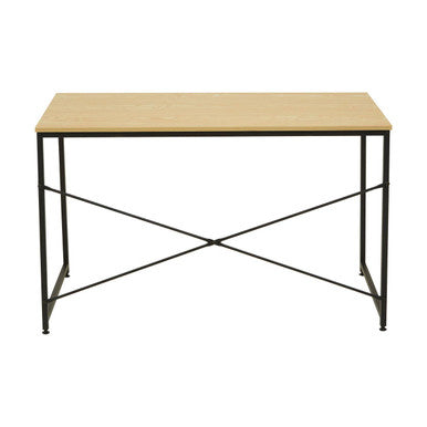 Light Oak Effect Desk with Black Finish Frame