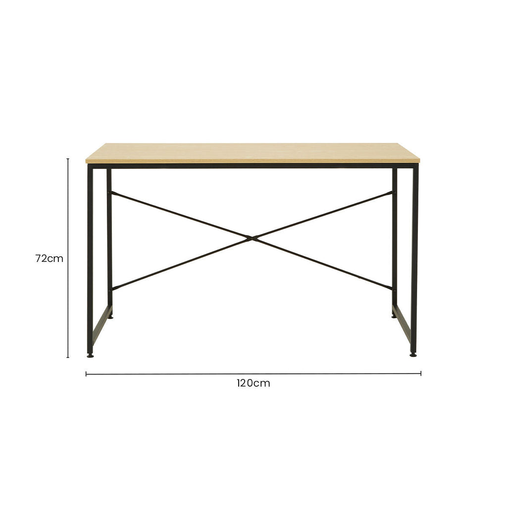 Light Oak Effect Desk with Black Finish Frame