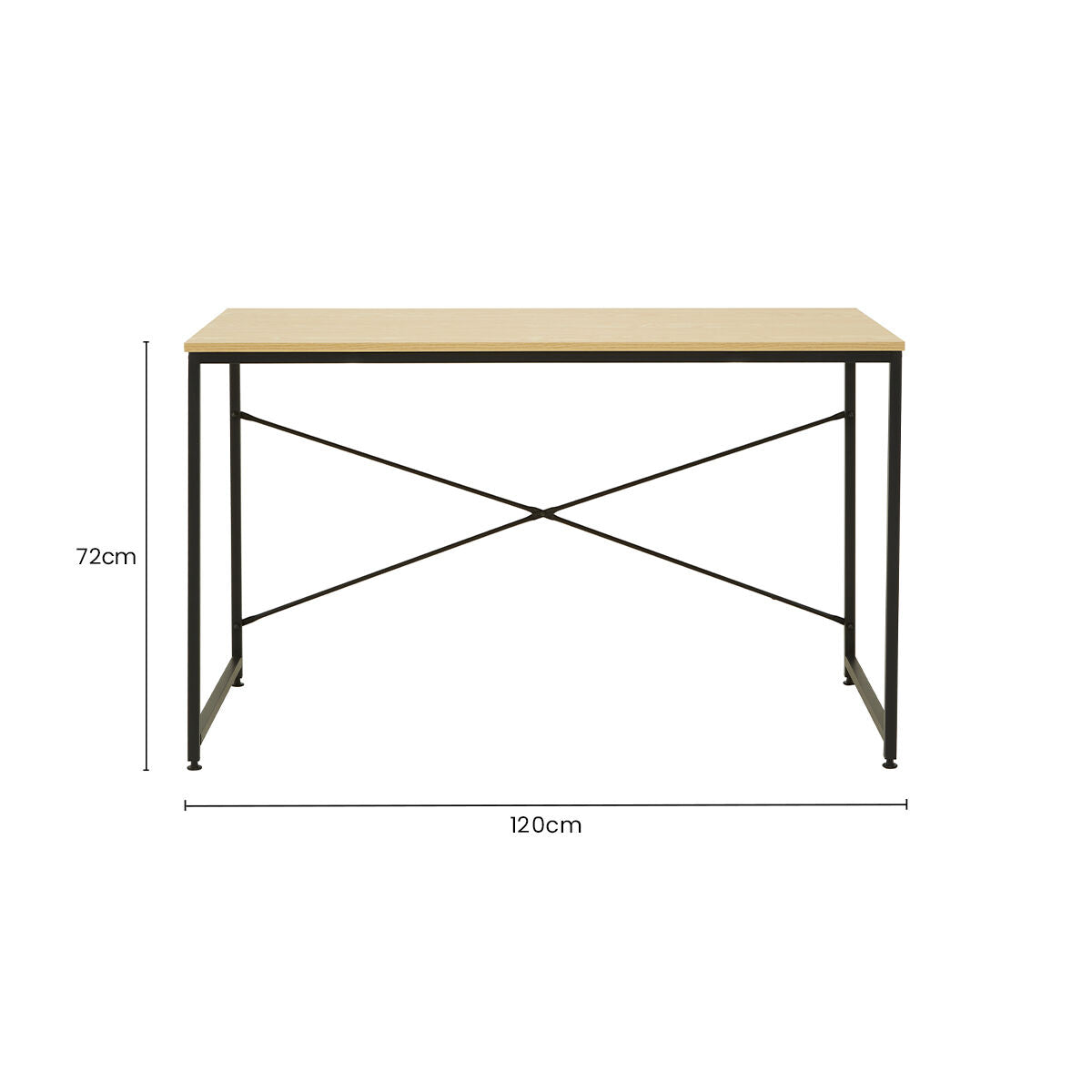 Light Oak Effect Desk with Black Finish Frame