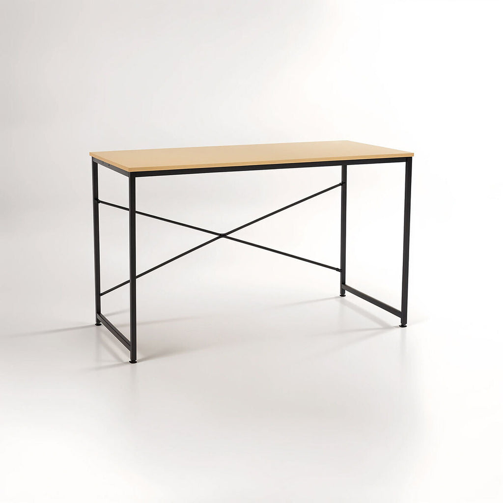 Light Oak Effect Desk with Black Finish Frame