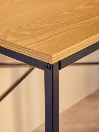 Light Oak Effect Desk with Black Finish Frame