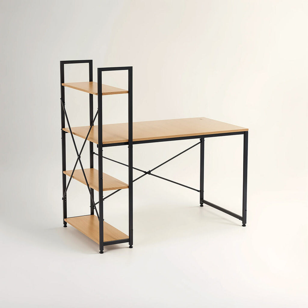 Light Oak Effect Desk With Shelves