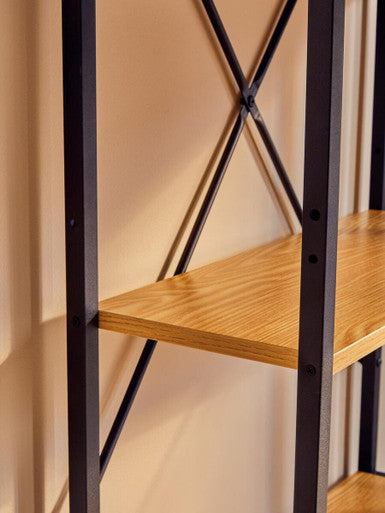 Light Oak Effect Desk With Shelves