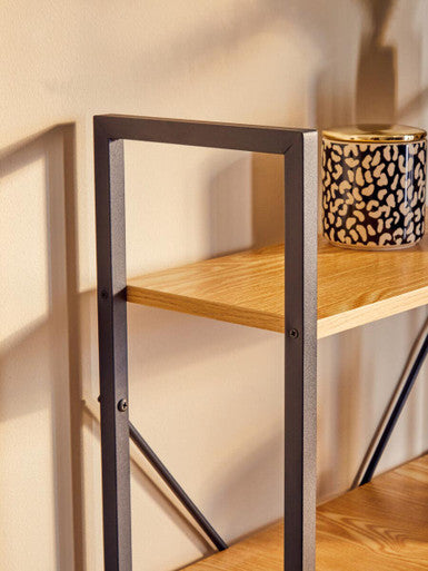 Light Oak Effect Desk With Shelves