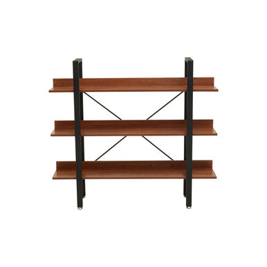 Wood Effect 3 Tier Large Shelf Unit with Black Finish Frame