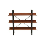 Wood Effect 3 Tier Large Shelf Unit with Black Finish Frame