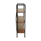 Wood Effect 3 Tier Large Shelf Unit with Black Finish Frame