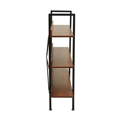 Wood Effect 3 Tier Large Shelf Unit with Black Finish Frame