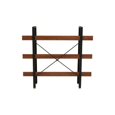 Wood Effect 3 Tier Large Shelf Unit with Black Finish Frame