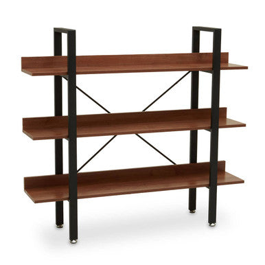Wood Effect 3 Tier Large Shelf Unit with Black Finish Frame