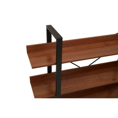 Wood Effect 3 Tier Large Shelf Unit with Black Finish Frame