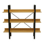 Light Oak Effect 3 Tier Large Shelf Unit with Black Finish Frame