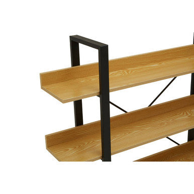 Light Oak Effect 3 Tier Large Shelf Unit with Black Finish Frame