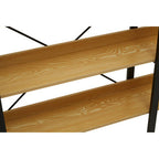 Light Oak Effect 3 Tier Large Shelf Unit with Black Finish Frame