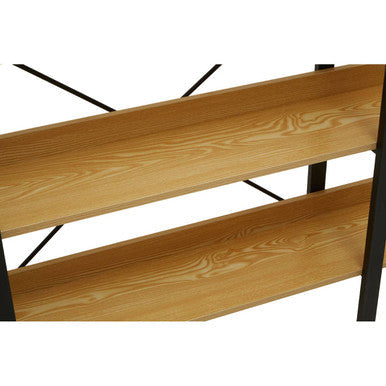 Light Oak Effect 3 Tier Large Shelf Unit with Black Finish Frame