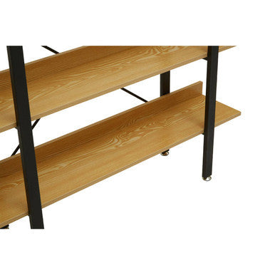 Light Oak Effect 3 Tier Large Shelf Unit with Black Finish Frame
