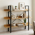 Light Oak Effect 3 Tier Large Shelf Unit with Black Finish Frame