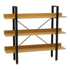 Light Oak Effect 3 Tier Large Shelf Unit with Black Finish Frame