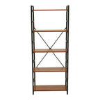 Wood Effect 5 Tier Small Shelf Unit with Black Finish Frame