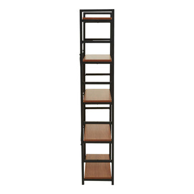 Wood Effect 5 Tier Small Shelf Unit with Black Finish Frame