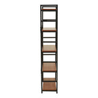 Wood Effect 5 Tier Small Shelf Unit with Black Finish Frame