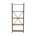 Wood Effect 5 Tier Small Shelf Unit with Black Finish Frame