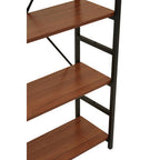 Wood Effect 5 Tier Small Shelf Unit with Black Finish Frame