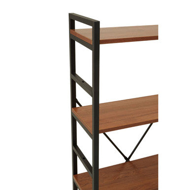 Wood Effect 5 Tier Small Shelf Unit with Black Finish Frame