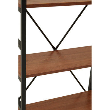 Wood Effect 5 Tier Small Shelf Unit with Black Finish Frame