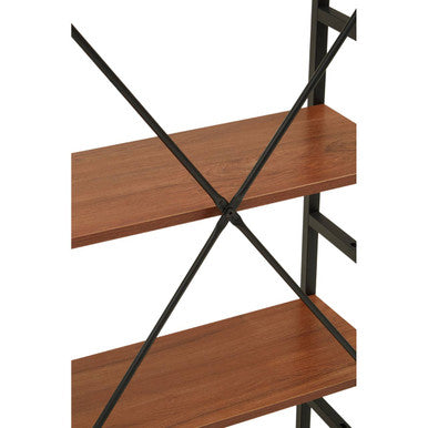 Wood Effect 5 Tier Small Shelf Unit with Black Finish Frame