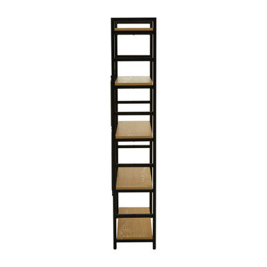 Light Oak Effect 5 Tier Small Shelf Unit with Black Finish Frame