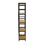 Light Oak Effect 5 Tier Small Shelf Unit with Black Finish Frame