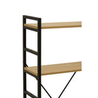 Light Oak Effect 5 Tier Small Shelf Unit with Black Finish Frame