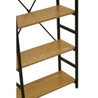 Light Oak Effect 5 Tier Small Shelf Unit with Black Finish Frame