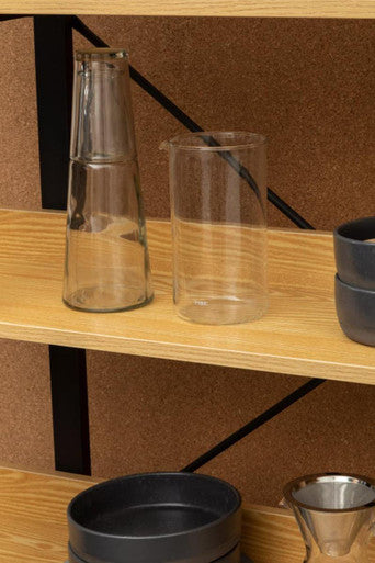 Light Oak Effect 5 Tier Large Shelf Unit with Black Finish Frame