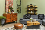 Light Oak Effect 5 Tier Large Shelf Unit with Black Finish Frame