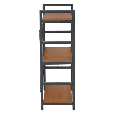 Wood Effect 3 Tier Small Shelf Unit with Black Finish Frame