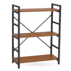 Wood Effect 3 Tier Small Shelf Unit with Black Finish Frame