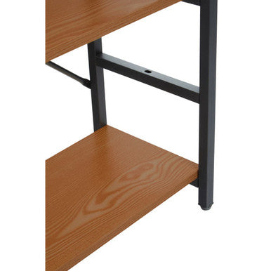 Wood Effect 3 Tier Small Shelf Unit with Black Finish Frame