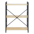 Light Oak Effect 3 Tier Small Shelf Unit with Black Finish Frame