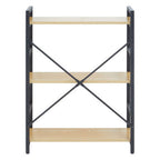 Light Oak Effect 3 Tier Small Shelf Unit with Black Finish Frame