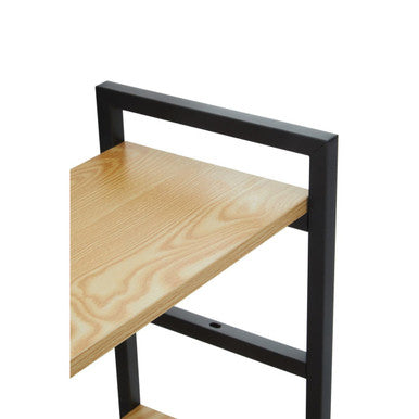 Light Oak Effect 3 Tier Small Shelf Unit with Black Finish Frame