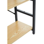 Light Oak Effect 3 Tier Small Shelf Unit with Black Finish Frame
